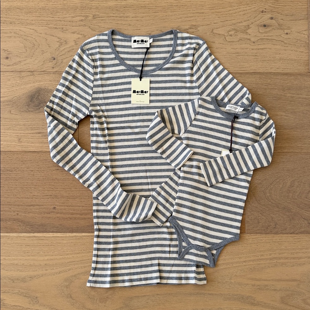 Striped Gray and Cream Matching Moms shirt